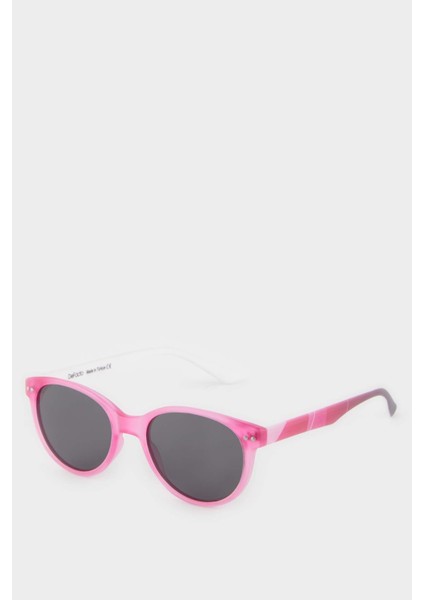 Kız Çocuk Yuvarlak Pembe Plastik Çerçeve Siyah Cam Polarize Güneş Gözlüğü F4301A8NS