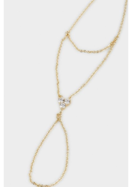 Reis x DeFacto 14 Ayar Altın Kaplama Kadın Triple Taşlı Gold Şahmeran F3990AXNS