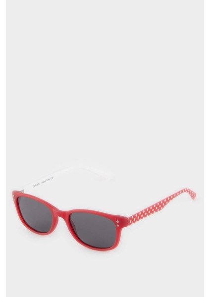 Kız Çocuk Yuvarlak Kırmızı Plastik Çerçeve Siyah Cam Polarize Güneş Gözlüğü F4361A8NS