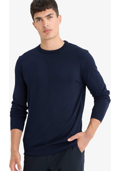 Regular Fit Bisiklet Yaka Basic Düz Premium Triko Kazak A5268AX25AU