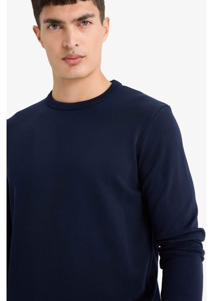 Regular Fit Bisiklet Yaka Basic Düz Premium Triko Kazak A5268AX25AU