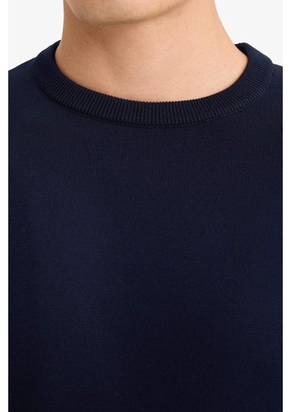 Regular Fit Bisiklet Yaka Basic Düz Premium Triko Kazak A5268AX25AU