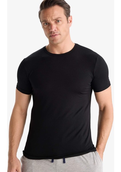 Premium Slim Fit Dar Kesim Bisiklet Yaka Modal Üst Z8085AZ25SM