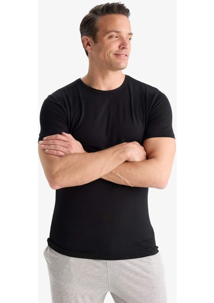 Premium Slim Fit Dar Kesim Bisiklet Yaka Modal Üst Z8085AZ25SM