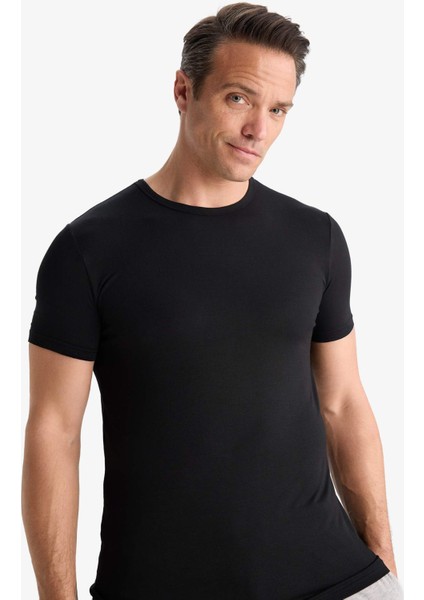 Premium Slim Fit Dar Kesim Bisiklet Yaka Modal Üst Z8085AZ25SM