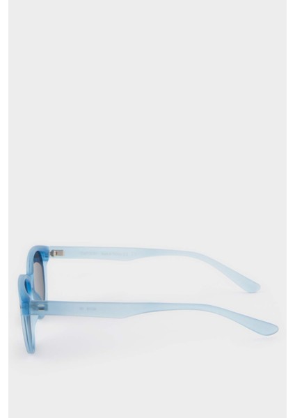 Kız Çocuk Yuvarlak Açık Mavi Plastik Çerçeve Siyah Cam Polarize Güneş Gözlüğü F4360A8NS