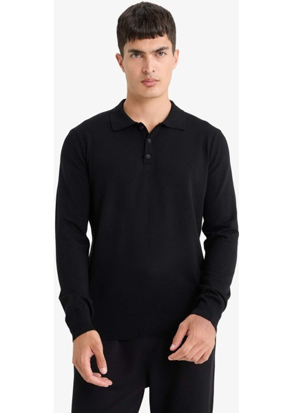 Standart Fit Polo Yaka Premium Düğmeli Triko Kazak D0454AX25AU