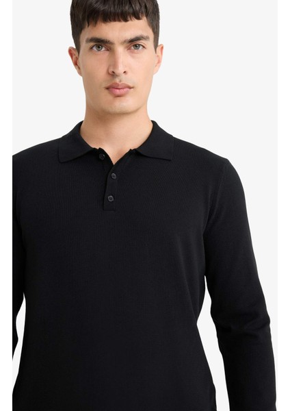 Standart Fit Polo Yaka Premium Düğmeli Triko Kazak D0454AX25AU