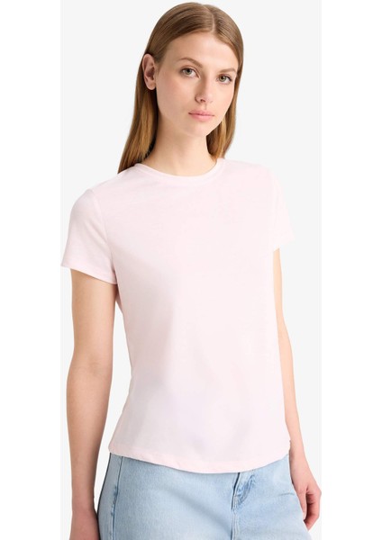 Regular Fit Bisiklet Yaka Basic Düz Kısa Kollu Tişört F4213AXNS