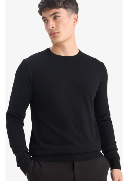 Regular Fit Bisiklet Yaka Basic Düz Premium Triko Kazak A5268AX25AU