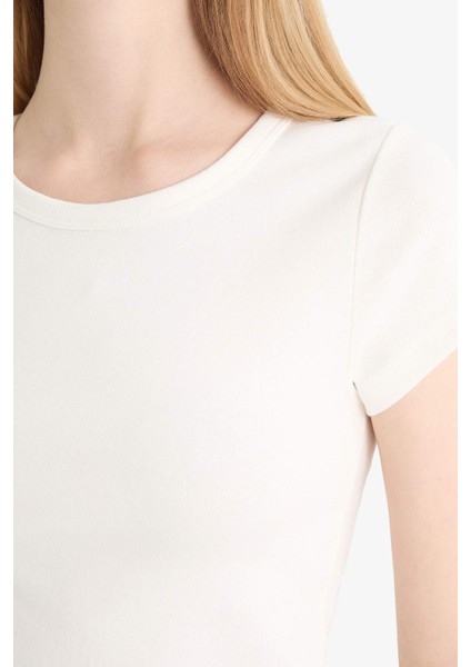 Coool Fitted Basic Düz Ribana Kısa Kollu Tişört F4609AXNS