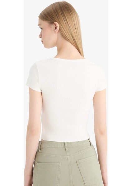 Coool Fitted Basic Düz Ribana Kısa Kollu Tişört F4609AXNS