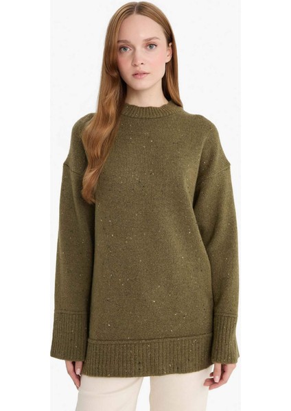 Loose Fit Bisiklet Yaka Triko Tunik F3242AX25WN