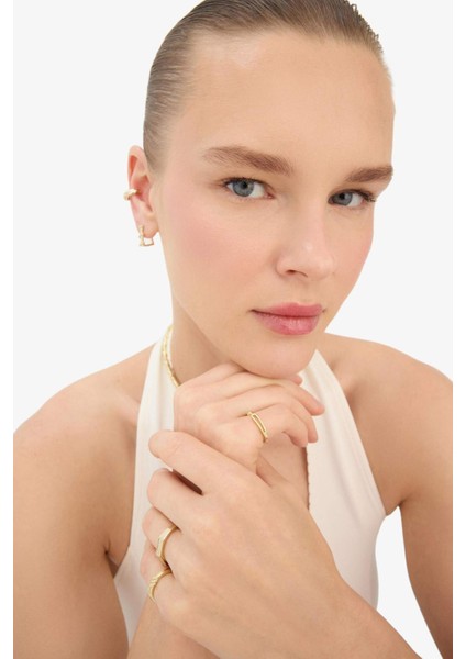 Reis x DeFacto 14 Ayar Altın Kaplama Tria Memoria Kadın 3'lü Gold Yüzük F4113AXNS