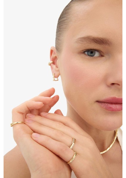 Reis x DeFacto 14 Ayar Altın Kaplama Tria Memoria Kadın 3'lü Gold Yüzük F4113AXNS