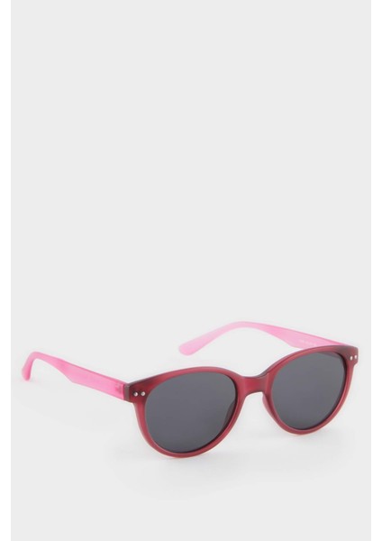 Kız Çocuk Yuvarlak Kırmızı ve Pembe Plastik Çerçeve Siyah Cam Polarize Güneş Gözlüğü F4369A8NS
