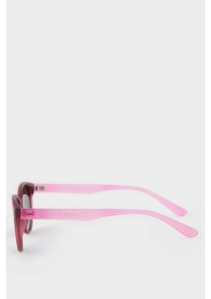 Kız Çocuk Yuvarlak Kırmızı ve Pembe Plastik Çerçeve Siyah Cam Polarize Güneş Gözlüğü F4369A8NS