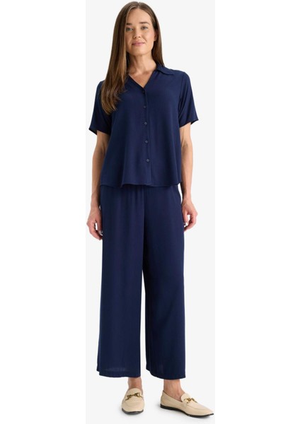 Culotte Geniş Paça Krinkıl Viskon Kapri C9565AX25SM