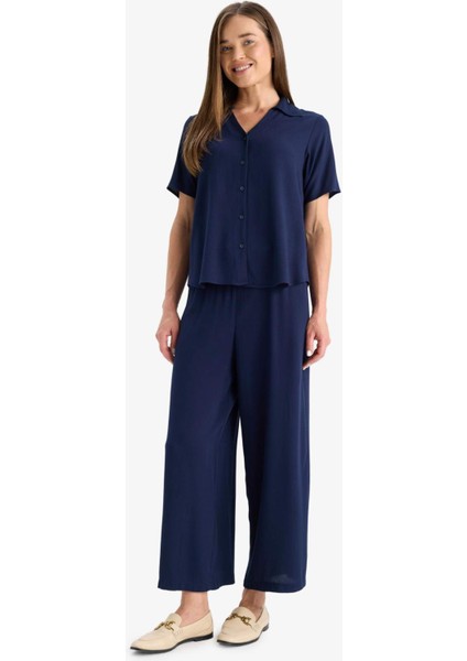 Culotte Geniş Paça Krinkıl Viskon Kapri C9565AX25SM