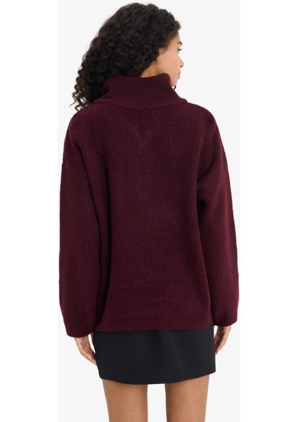 Relax Fit Yarım Fermuarlı Triko Kazak F3897AX25WN