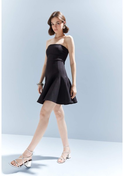 Coool Skater Fit Straplez Bengalin Mini Siyah Elbise F3950AX25SM