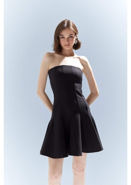 Coool Skater Fit Straplez Bengalin Mini Siyah Elbise F3950AX25SM