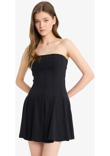 Coool Skater Fit Straplez Bengalin Mini Siyah Elbise F3950AX25SM