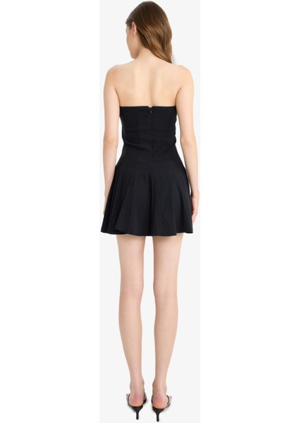 Coool Skater Fit Straplez Bengalin Mini Siyah Elbise F3950AX25SM