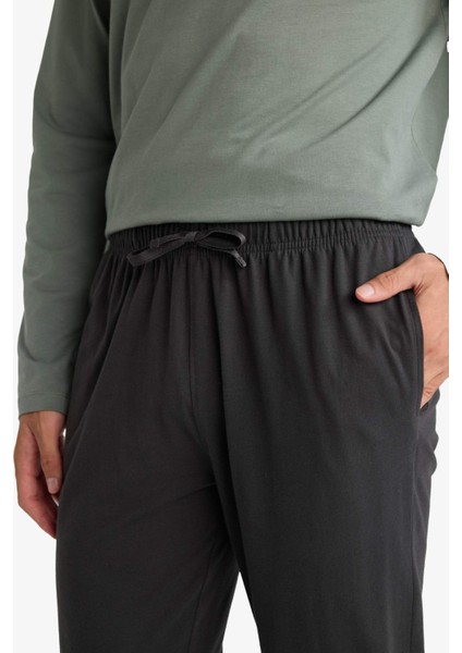 Pijama Takımı Regular Fit Baskılı Uzun Kollu Üst Uzun Alt D0940AX25AU