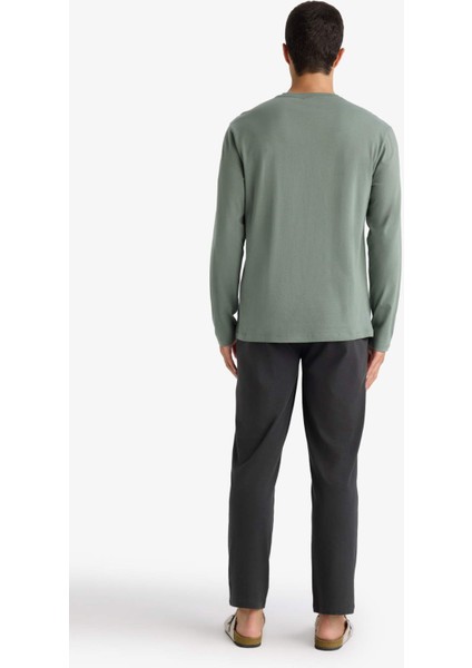 Pijama Takımı Regular Fit Baskılı Uzun Kollu Üst Uzun Alt D0940AX25AU