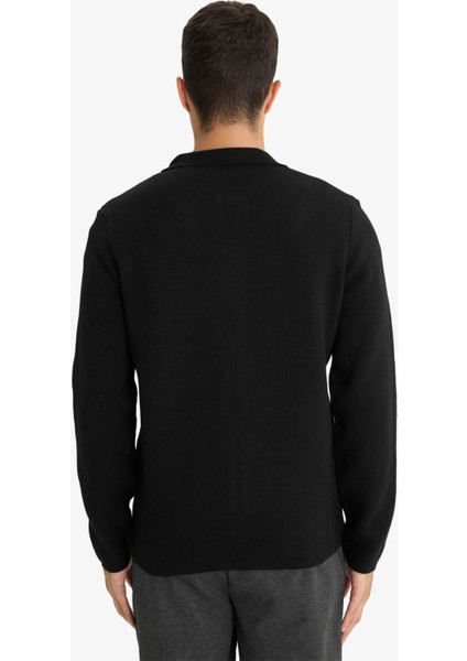 Standart Fit Polo Yaka Basic Düz Fermuarlı Triko Hırka D3592AX25WN