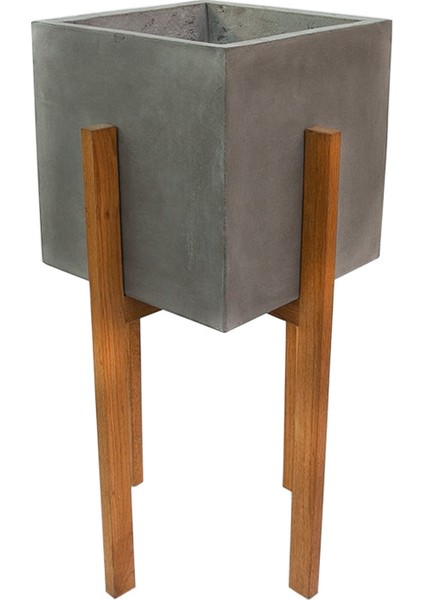Berlin Ahşap Ayaklı Küp Saksı Gri fiyatları