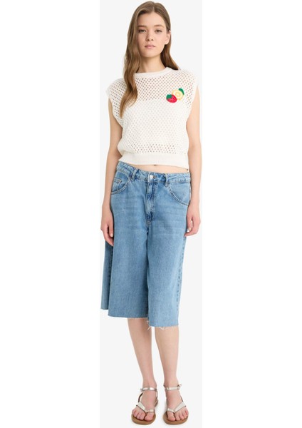 Coool Bisiklet Yaka Meyve Nakışlı Kroşe Süveter F4009AX25SM