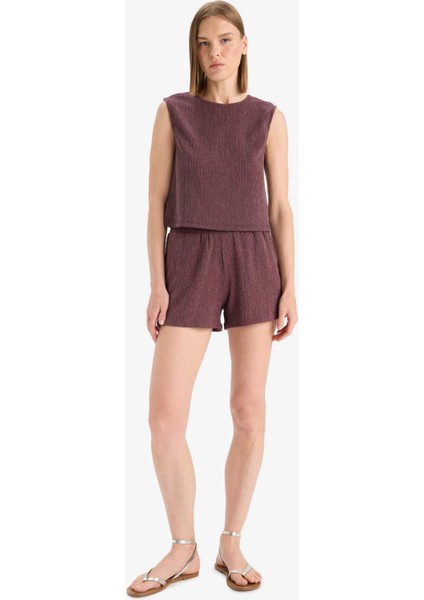 Boxy Fit Bisiklet Yaka Bürümcük Atlet F4439AX25SM