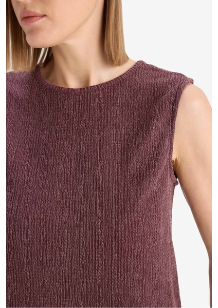 Boxy Fit Bisiklet Yaka Bürümcük Atlet F4439AX25SM