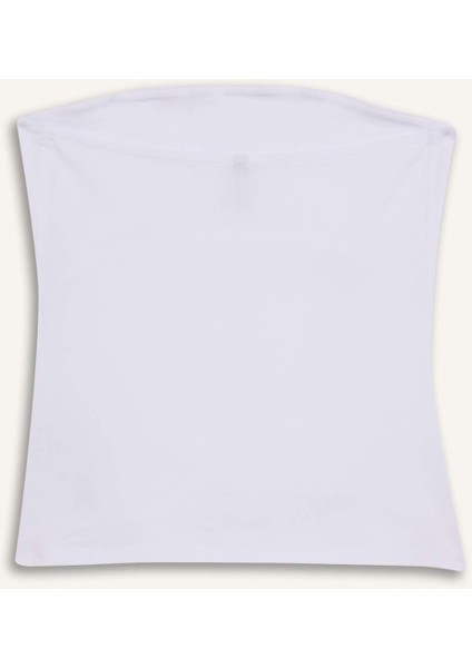 Slim Fit Dar Kesim Straplez Beyaz Bluz F4425AX25SM