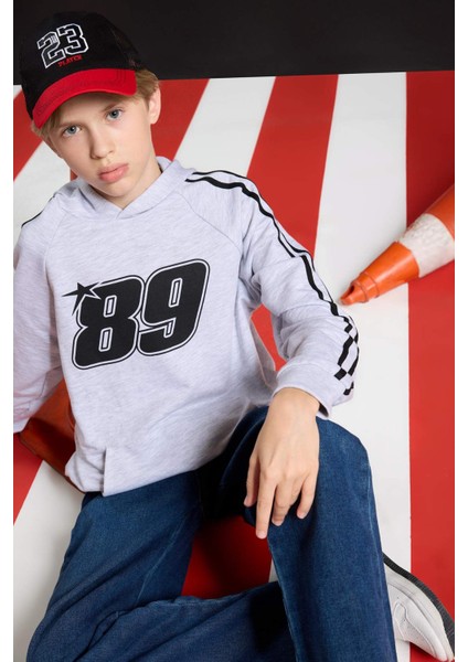 Erkek Çocuk Kapüşonlu Baskılı Sweatshirt F1967A825AU