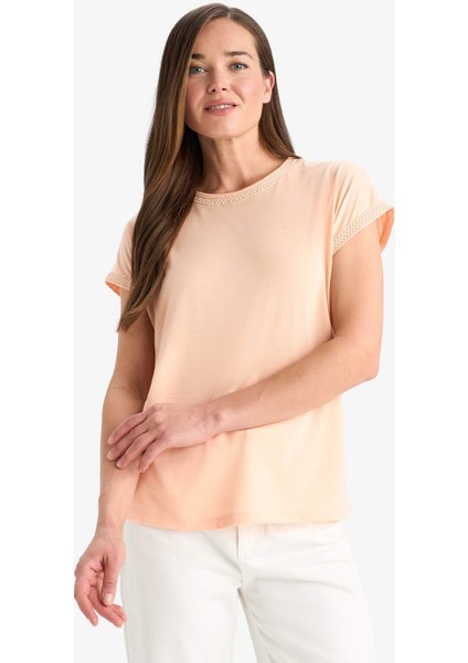 Bisiklet Yaka Basic Düz Kısa Kollu Tişört F4830AX25SM