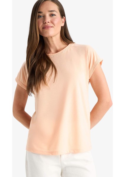 Bisiklet Yaka Basic Düz Kısa Kollu Tişört F4830AX25SM