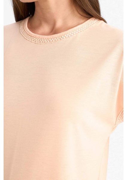 Bisiklet Yaka Basic Düz Kısa Kollu Tişört F4830AX25SM