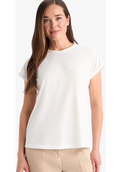 Bisiklet Yaka Basic Düz Kısa Kollu Tişört F4830AX25SM