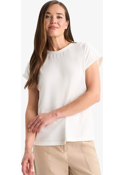 Bisiklet Yaka Basic Düz Kısa Kollu Tişört F4830AX25SM