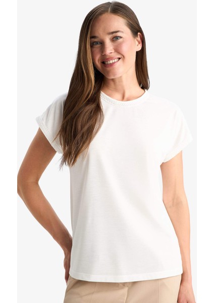 Bisiklet Yaka Basic Düz Kısa Kollu Tişört F4830AX25SM