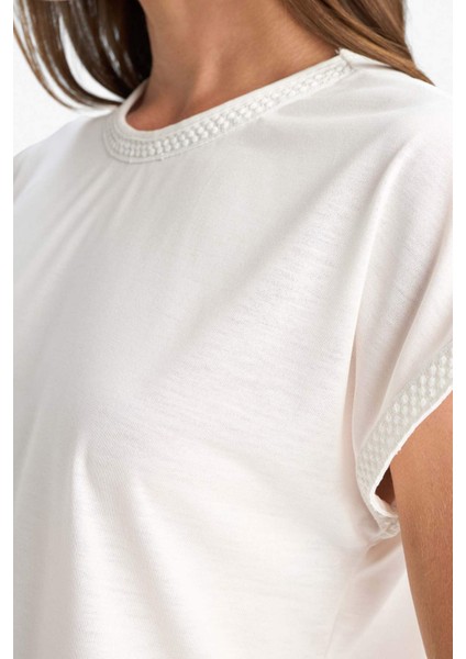 Bisiklet Yaka Basic Düz Kısa Kollu Tişört F4830AX25SM