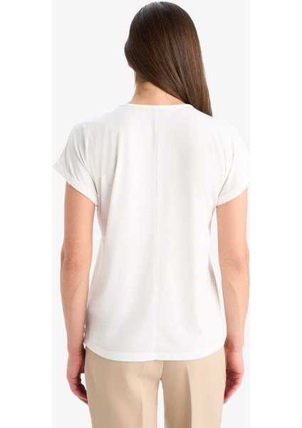 Bisiklet Yaka Basic Düz Kısa Kollu Tişört F4830AX25SM