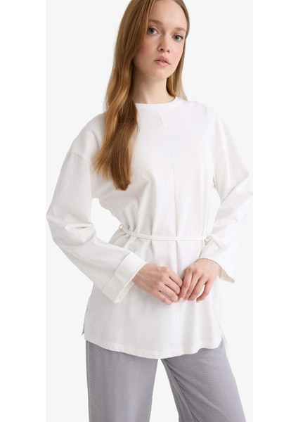 Loose Fit Bisiklet Yaka Uzun Kollu Tunik F4850AX25AU