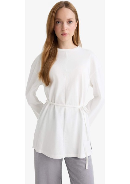 Loose Fit Bisiklet Yaka Uzun Kollu Tunik F4850AX25AU