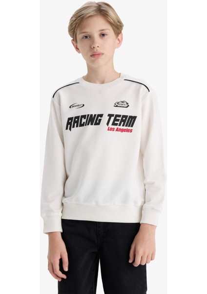 Erkek Çocuk Bisiklet Yaka Baskılı Sweatshirt F1963A825AU