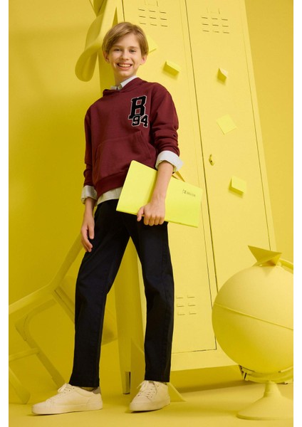 Erkek Çocuk Oversize Geniş Kalıp Kapüşonlu Okul Sweatshirt F2714A825AU