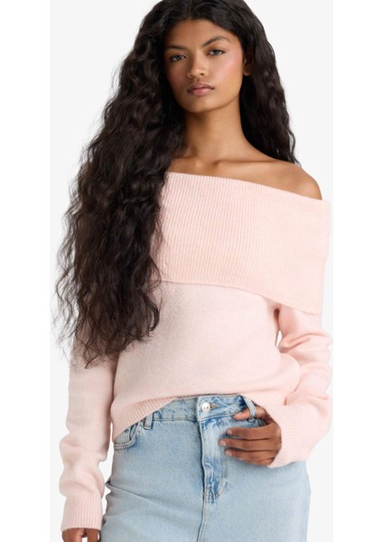 Regular Fit Açık Omuz Triko Kazak F3029AX25WN